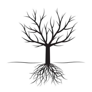 Siyah ağaç kökleri ile. Vektör çizim.