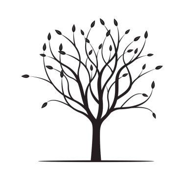 Siyah ağacıyla yapraklar. Vektör çizim.