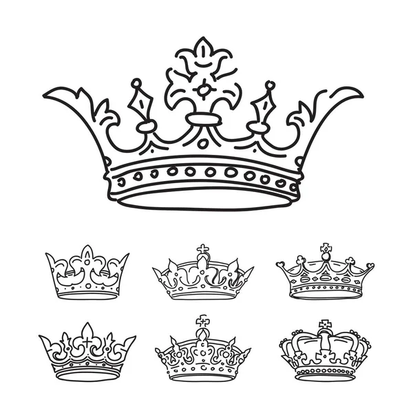 Set of stylized images of the crowns. Vector icons — Stock Vector