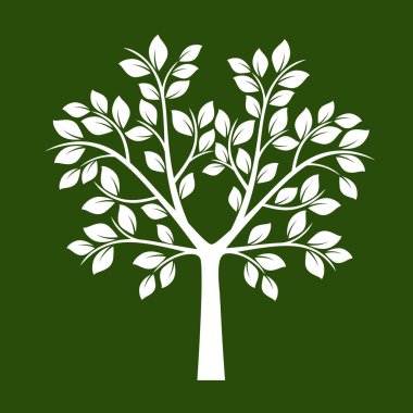 Beyaz ağaç yapraklar. Vektör çizim.