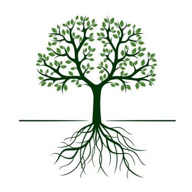 Yeşil ağaç yapraklar. Vektör çizim.