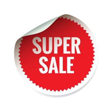 Kırmızı vektör etiket ve metin Super Satılık