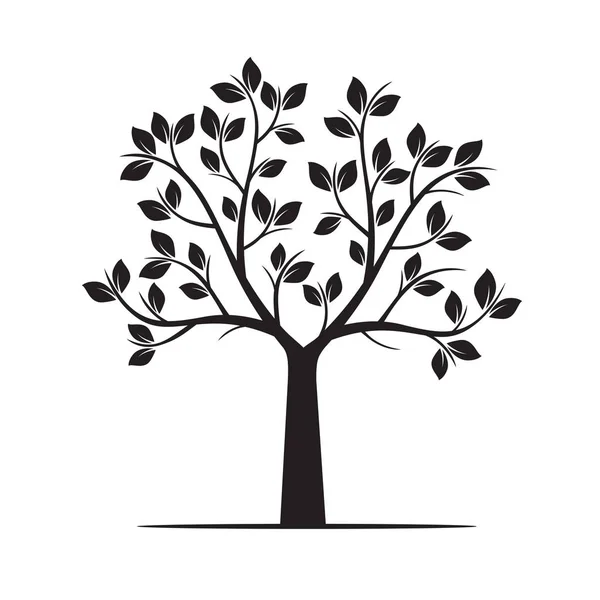 Árvore Negra com Folhas. Ilustração vetorial . — Vetor de Stock