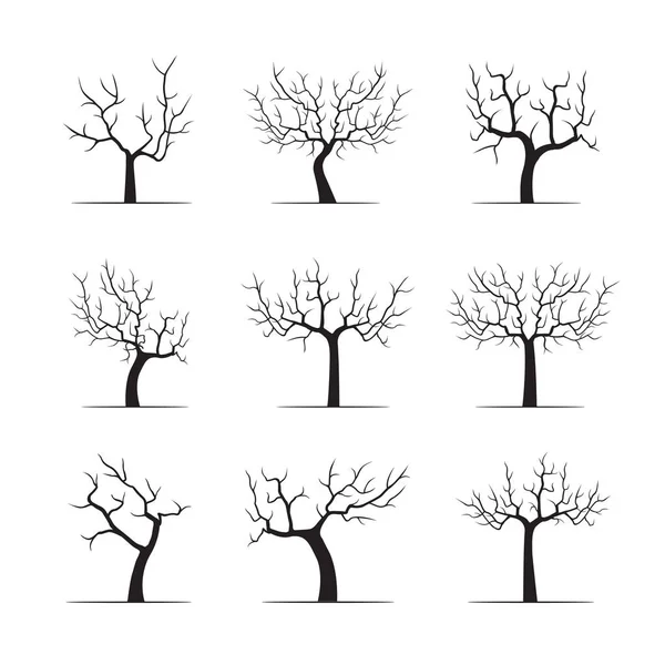 Set de manzanos negros. Ilustración vectorial . — Vector de stock