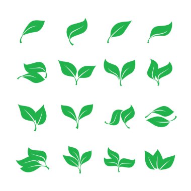 Set yeşil arka plandan izole bırakır. Basit vektör yaprak.