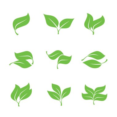 Set yeşil arka plandan izole bırakır. Basit vektör yaprak