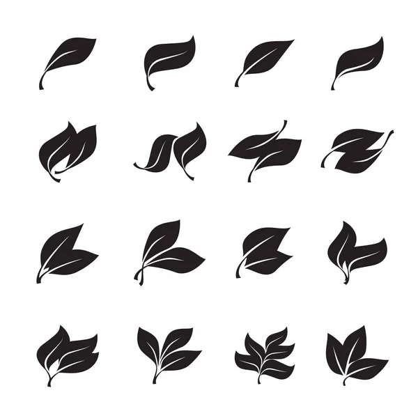 Schwarze Blätter isoliert vom Hintergrund. Vektor einfache Blätter — Stockvektor