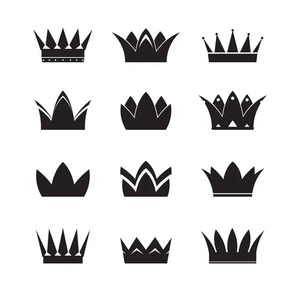 Conjunto de coronas de vector negro e iconos — Vector de stock