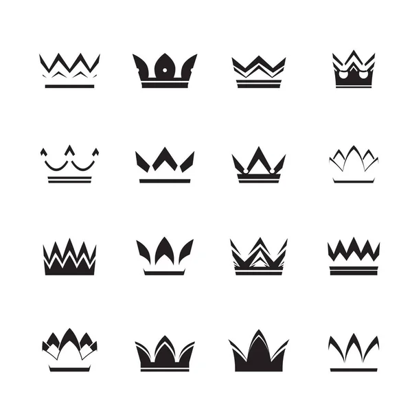 Набор черных векторных корон и икон — стоковый вектор
