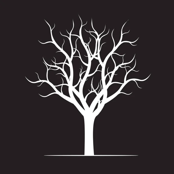 White naked Tree on black background. Vector Illustration. — Stock Vector