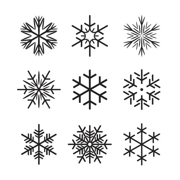 Sammlung schwarzer Schneeflocken. Vektorillustration — Stockvektor