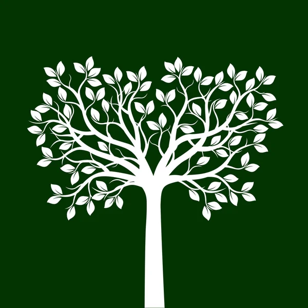 Árbol blanco sobre fondo verde. Ilustración vectorial . — Archivo Imágenes Vectoriales