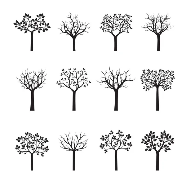 Ensemble d'arbres noirs. Illustration vectorielle . — Image vectorielle