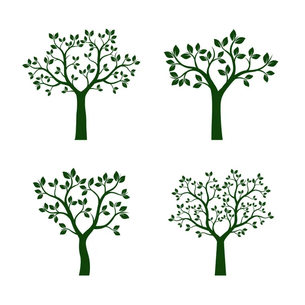 Ensemble d'arbres verts avec feuilles. Illustration vectorielle . — Image vectorielle