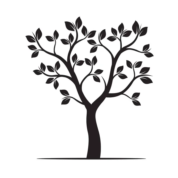 Black Tree with Leaves. Vector Illustration. — Stock Vector