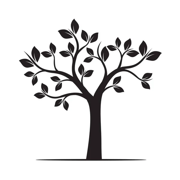 Černý strom s listy. Vektorové ilustrace. — Stockový vektor