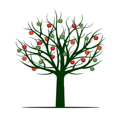 Ağaç ve elma. Vektör çizim.