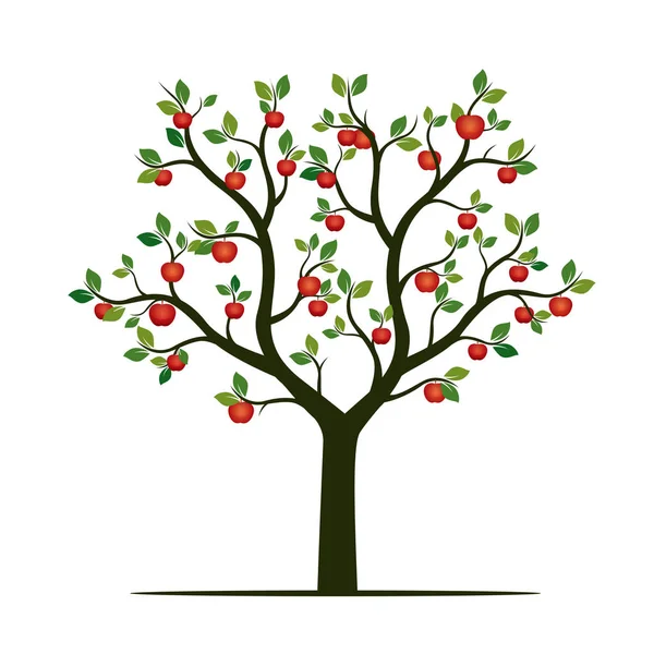 Yeşil ağaç yaprakları ve Kırmızı elma ile.