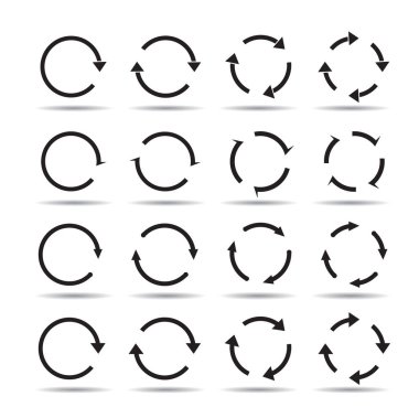Siyah daire okları kümesi. Vektör simgeler