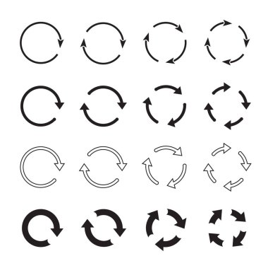 Siyah daire okları kümesi. Vektör simgeler