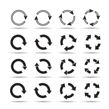 Siyah daire okları kümesi. Vektör simgeler