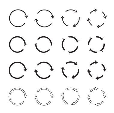Siyah daire okları kümesi. Vektör simgeler