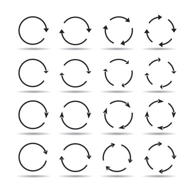 Siyah daire okları kümesi. Vektör simgeler