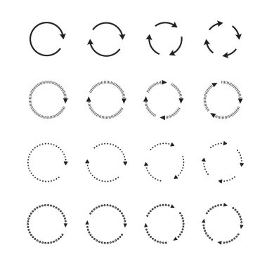 Siyah daire okları kümesi. Vektör simgeler