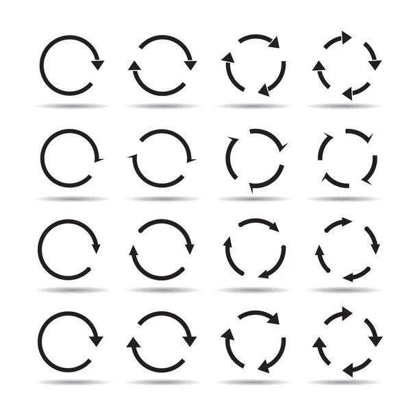 Serie di frecce circolari nere. Icone vettoriali — Vettoriale Stock