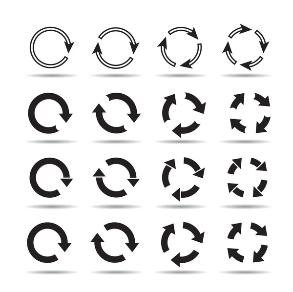 Soorten zwarte cirkel pijlen. Vector Icons — Stockvector