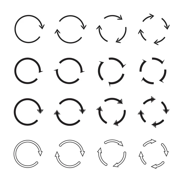 Sets schwarzer Kreispfeile. Vektorsymbole — Stockvektor