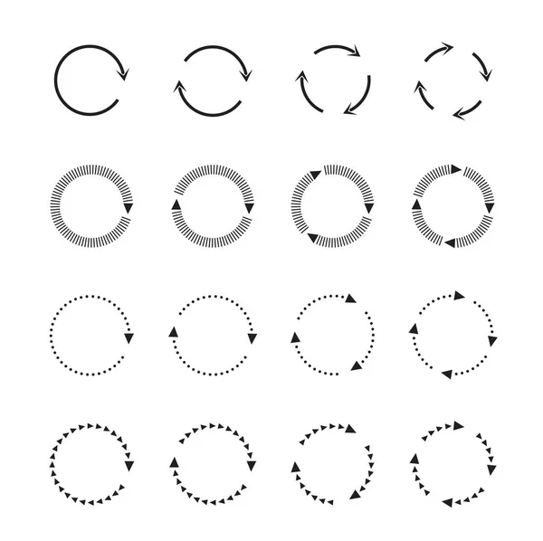 Ensembles de flèches en cercle noir. Icônes vectorielles — Image vectorielle