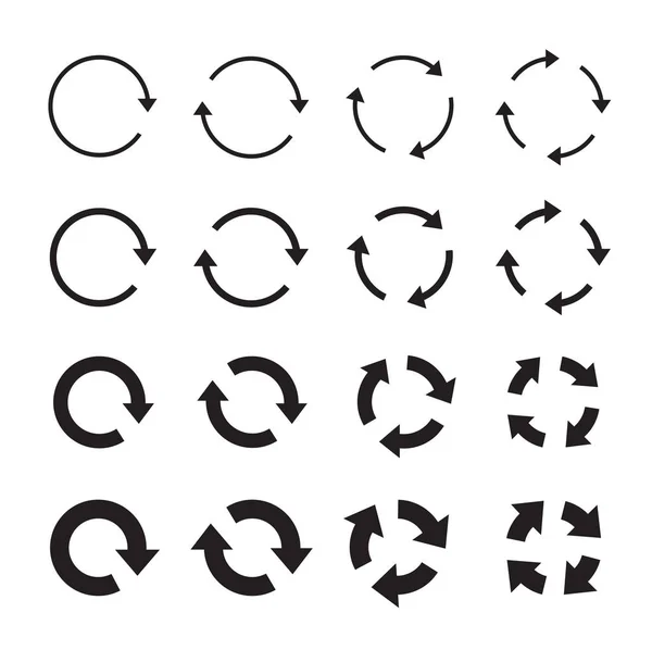 Sets schwarzer Kreispfeile. Vektorsymbole — Stockvektor