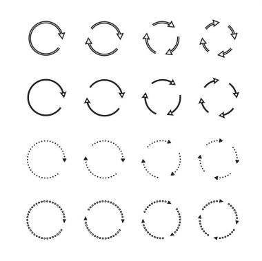 Siyah daire okları kümesi. Vektör simgeler