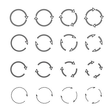 Siyah daire okları kümesi. Vektör simgeler