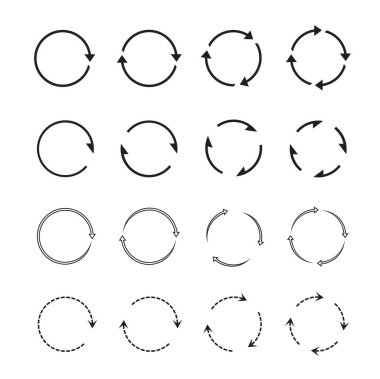 Siyah daire okları kümesi. Vektör simgeler