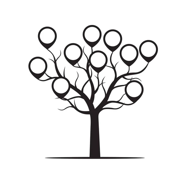 Schwarzer Baum mit Rändern. Vektorillustration. — Stockvektor