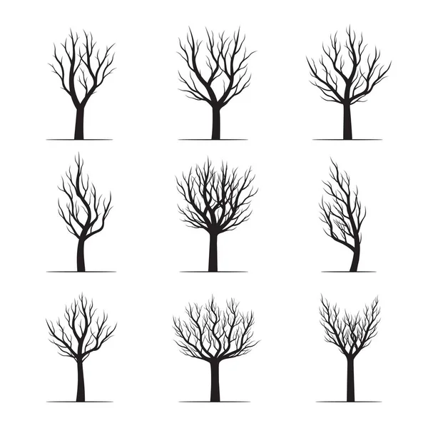 Ensemble d'arbre noir. Illustration vectorielle . — Image vectorielle