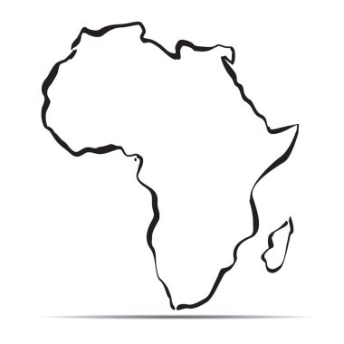 Afrika siyah Haritası. Vektör çizim