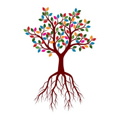 Beauliful ağaç renk ile yaprak. Vektör çizim.