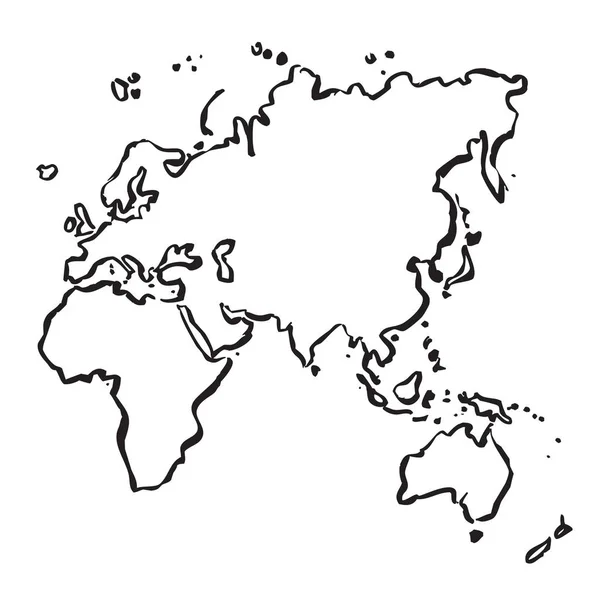 ヨーロッパ、アフリカ、アジア、オーストラリアのマップを描画するベクトル — ストックベクタ
