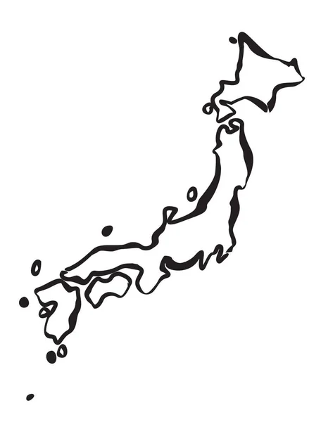 Preto Vector mapa do desenho do Japão . —  Vetores de Stock