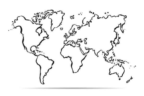 Desenho Mapa do Mundo. Ilustração vetorial —  Vetores de Stock