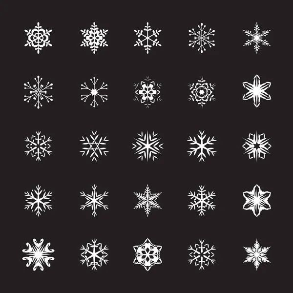 Sammlung weißer Schneeflocken. Vektorillustration — Stockvektor