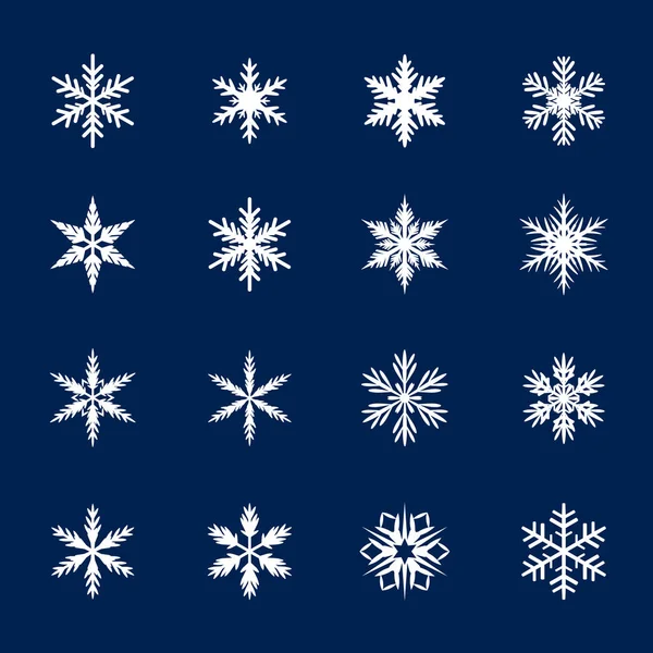 Colección de copos de nieve blancos. Ilustración vectorial — Vector de stock