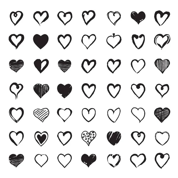 Set of Hand drawn Hearts. Design elements for Valentines day. — Stock Vector