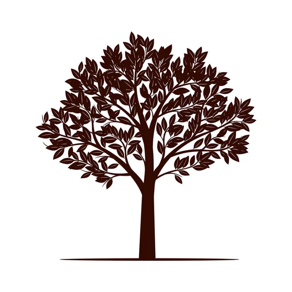Black Tree with Leaves. Vector Illustration. — Stock Vector