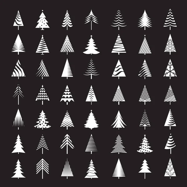 Set di alberi di Natale bianchi. Illustrazioni vettoriali . — Vettoriale Stock