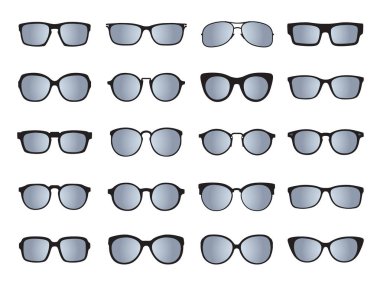 İzole gözlük dizi. Vektör simgeler.