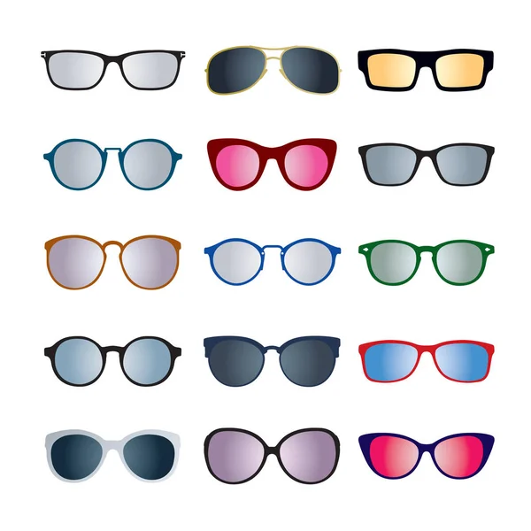 Set of color Glasses isolated. Vector Icons. — Stock Vector